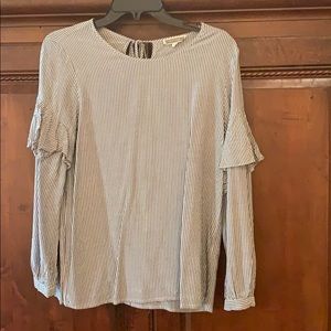 Long sleeve grey and white stripe top